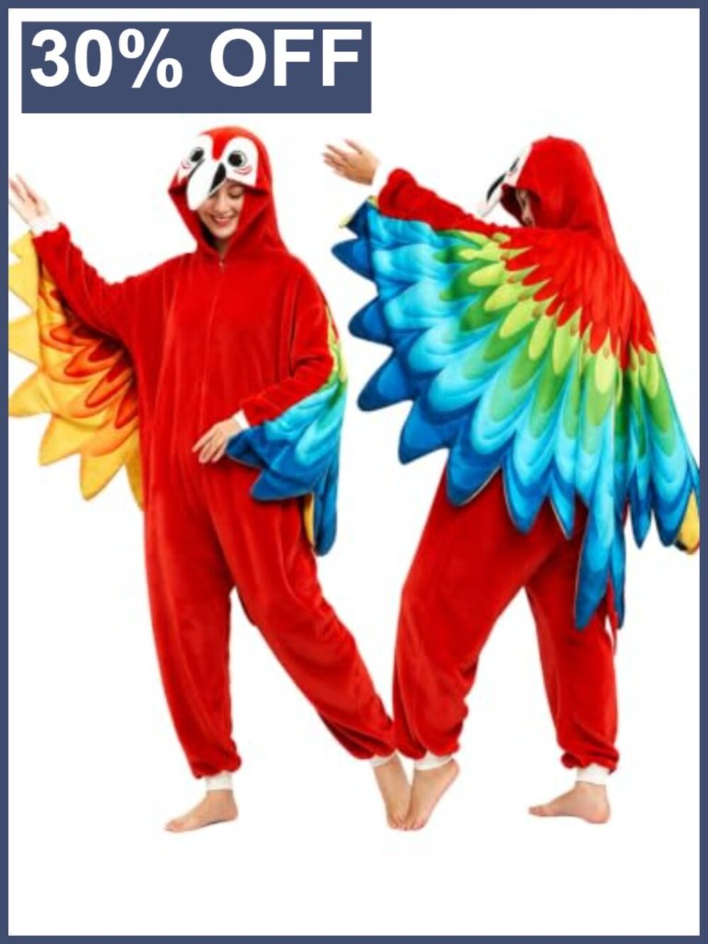 Adult Animal Parrot Onesie Costume Plush One-Piece Pajama Cosplay Halloween